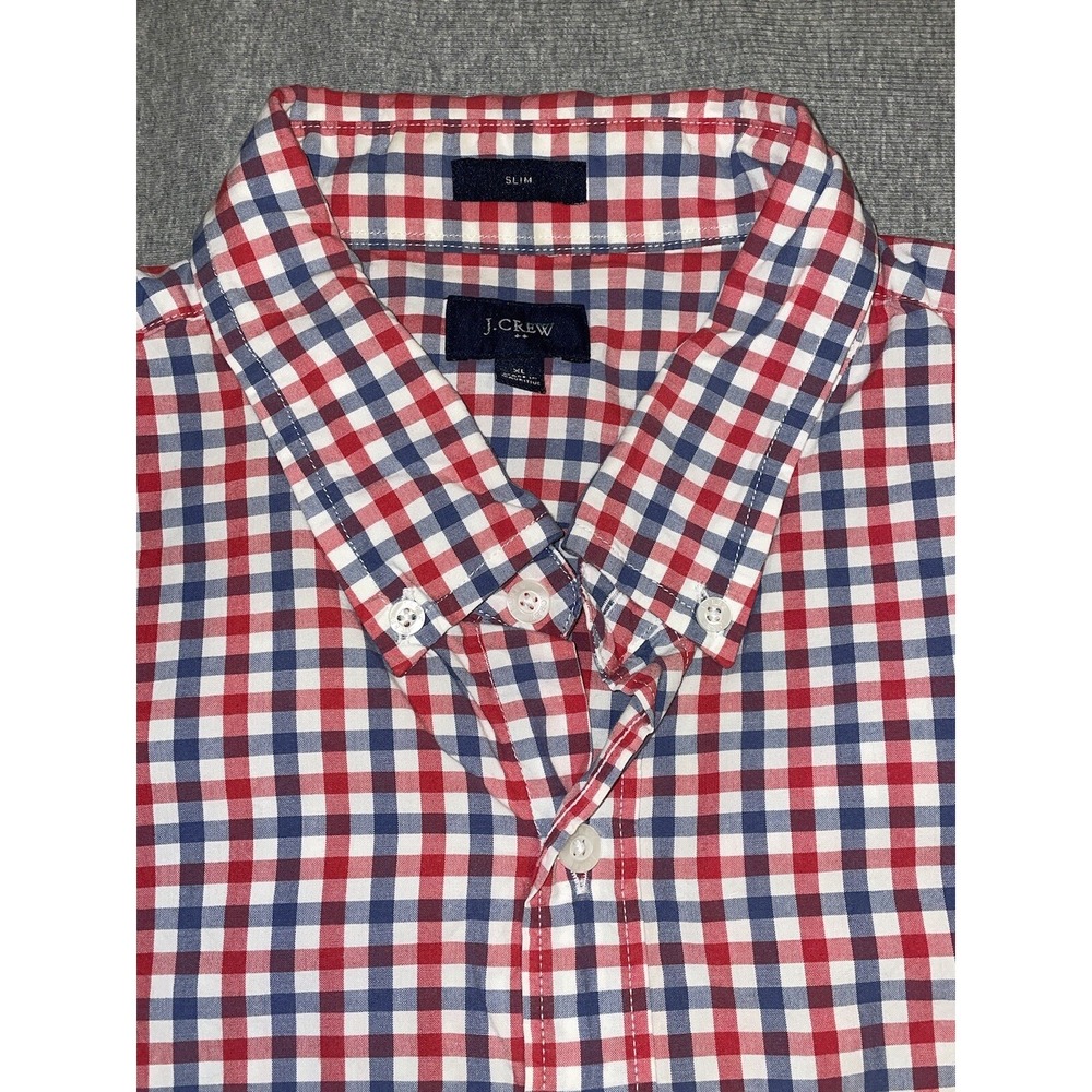 J Crew Shirt Men’s XL Slim Fit Long Sleeve Multi Color Plaid Shirt Cotton #0077